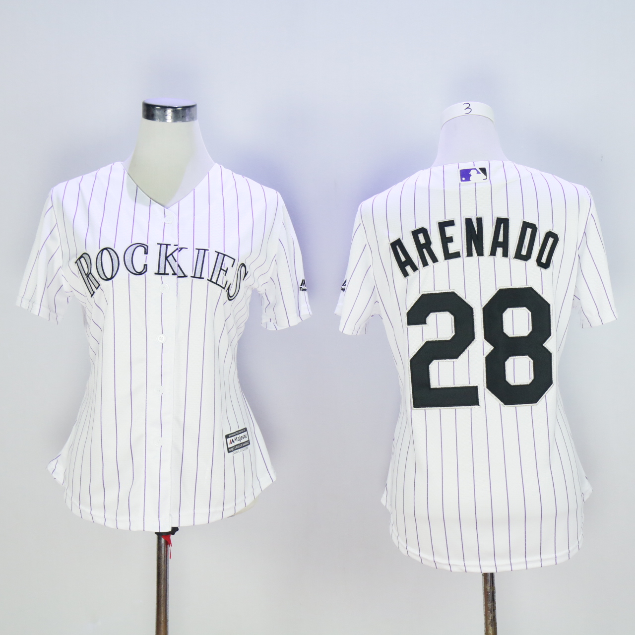 Women Colorado Rockies #28 Arenado White MLB Jerseys->women mlb jersey->Women Jersey